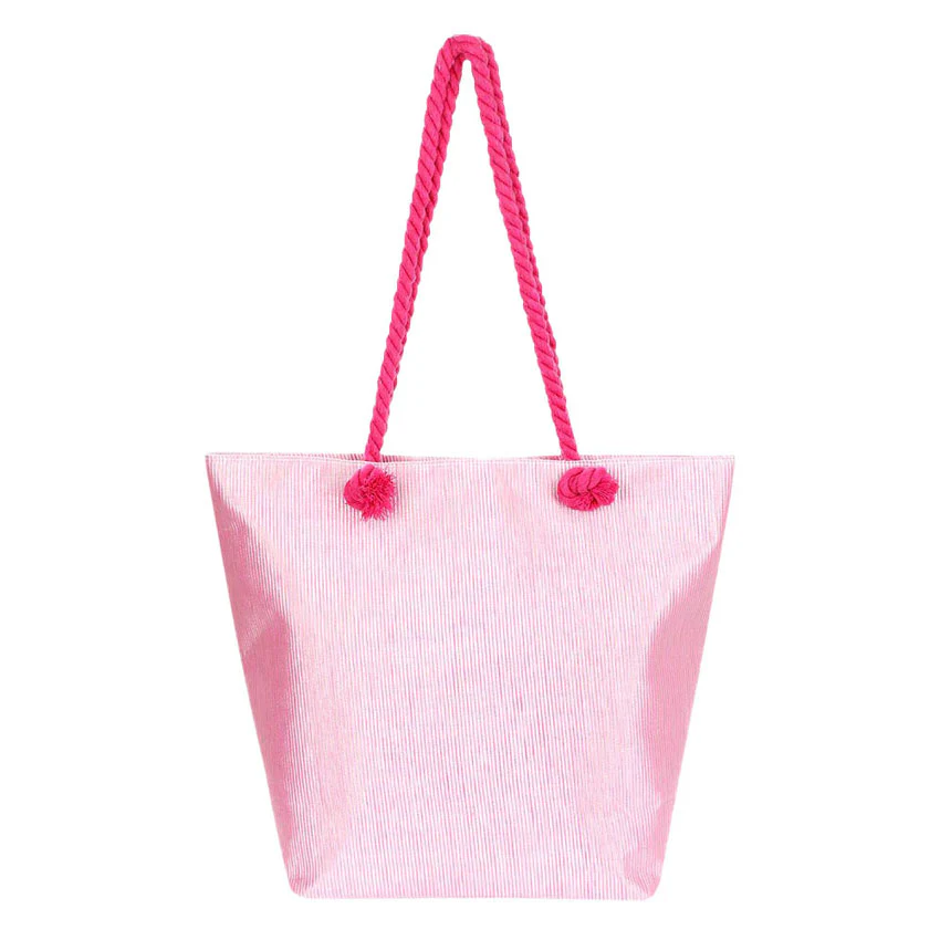 Chic Pink Striped Tote Bag