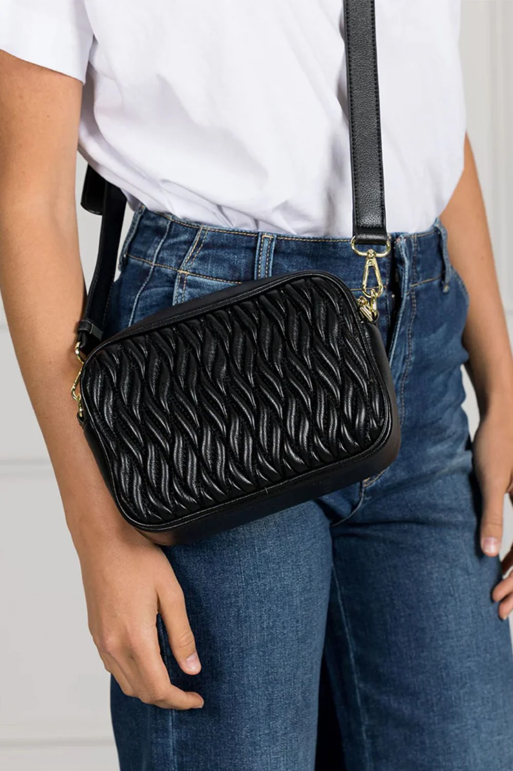 Elegant Black Quilted Crossbody Bag
