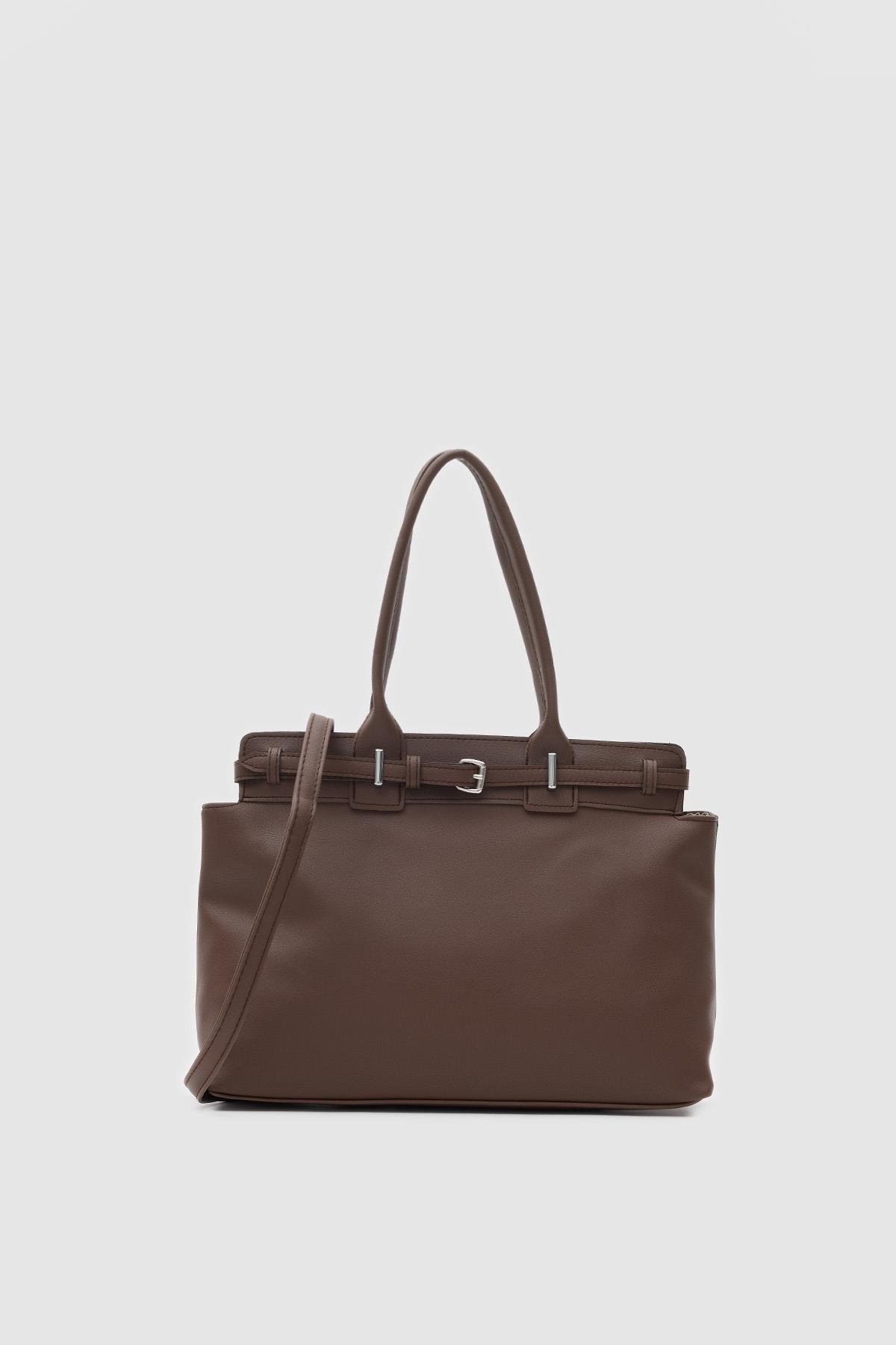 Elegant Brown Faux Leather Tote Bag