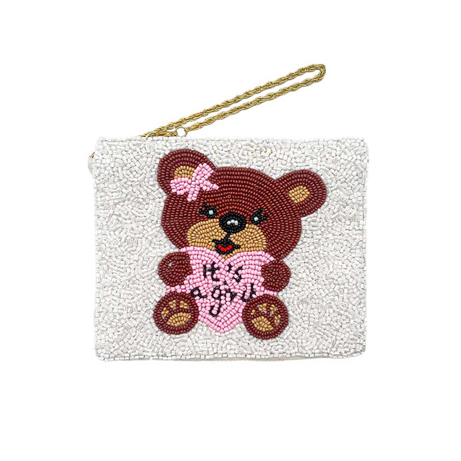 Charming Beaded Teddy Bear Clutch