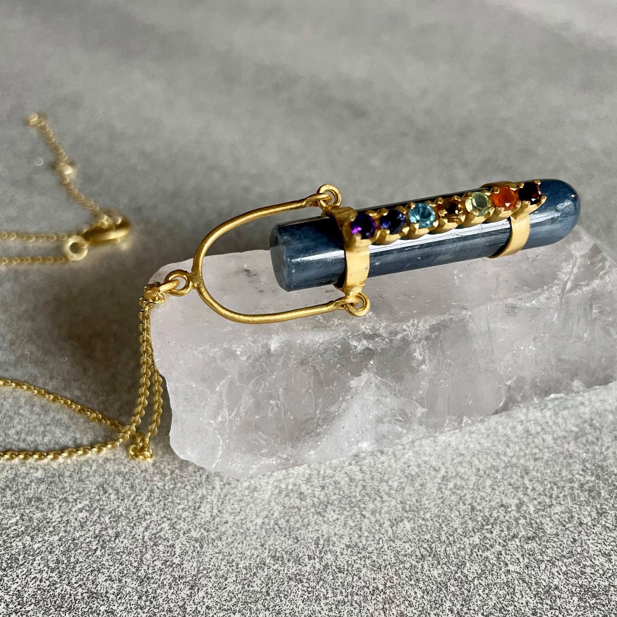 Elegant Gemstone Charm Necklace