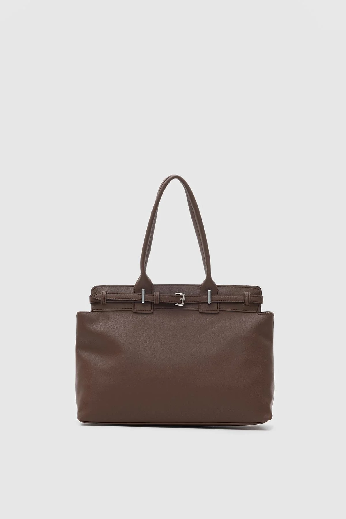 Elegant Brown Faux Leather Tote Bag